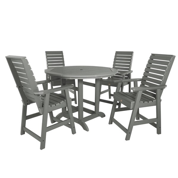 Highwood Usa Weatherly 5pc Round Counter Height Outdoor Patio Furniture Dining Set AD-CNW48-CGE - main